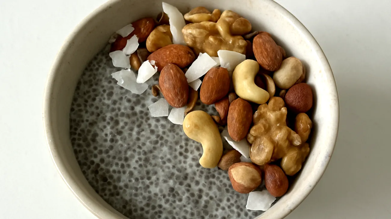 Pudding di semi di chia con frutta secca e cocco"