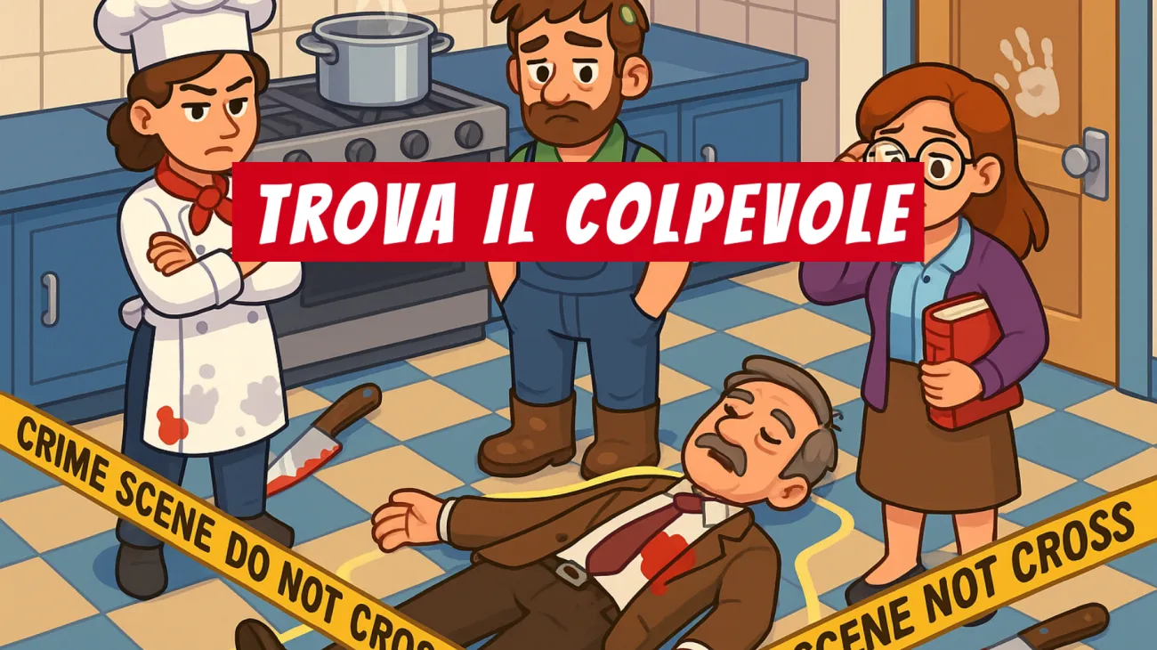 Solo i più intelligenti riescono a risolvere questo delitto in cucina: indovina chi è l’assassino e metti alla prova la tua mente geniale!"