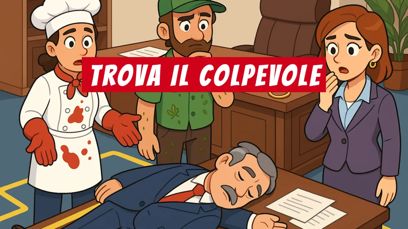 Solo i veri geni riescono a risolvere questo enigma: chi è il colpevole nel misterioso omicidio dell’ufficio del direttore? Sfida il tuo intuito!"