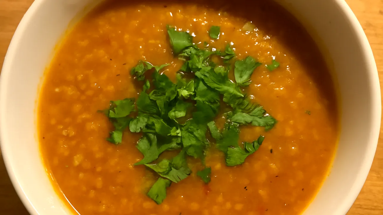 Zuppa di lenticchie rosse decorticate con zenzero e curcuma"