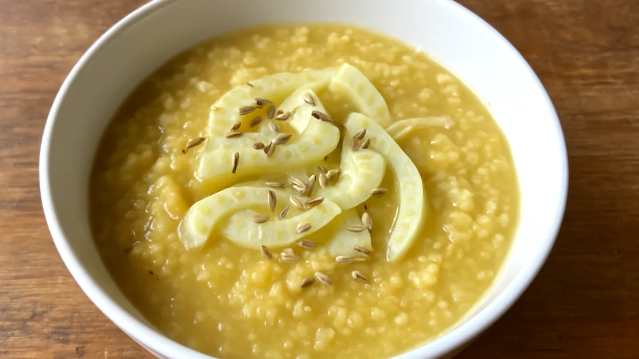 Zuppa di miglio con finocchi e semi di finocchio"